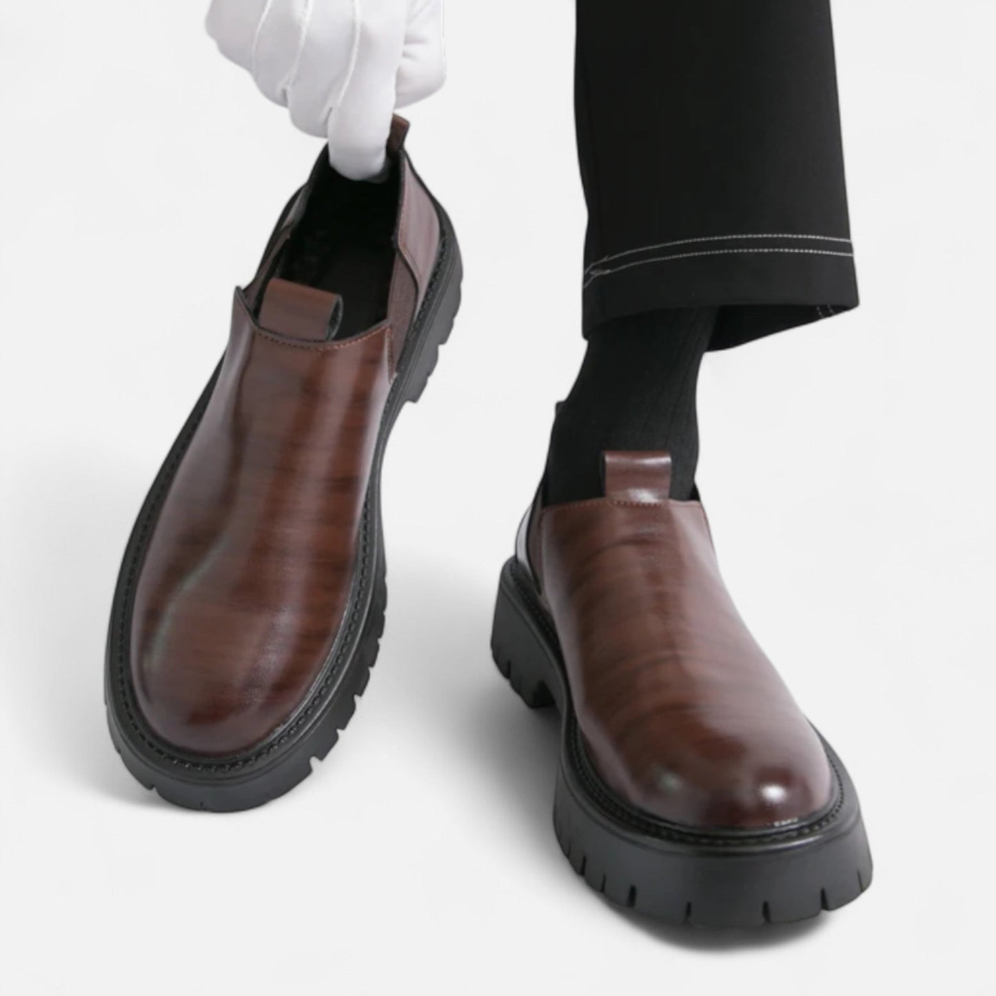 Men’s Leather Shoes with Thick Sole – Bold Presence, Refined Elegance