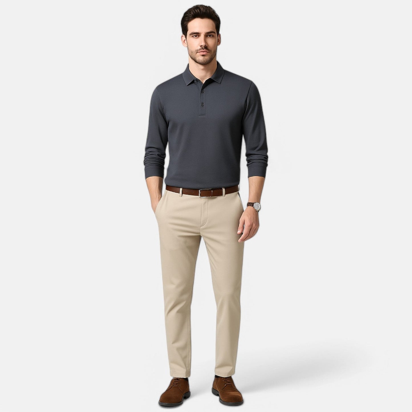 Men’s Long Sleeve Polo Shirt – Casual Elegance, Summer Comfort