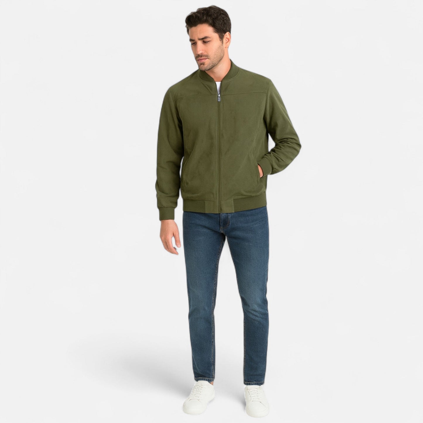 Men’s Suede Zip Jacket – Textured Sophistication & Casual Elegance