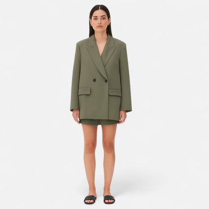 Women’s Double-Breasted Long Sleeve Blazer – Elegant Structure, Defined Silhouette