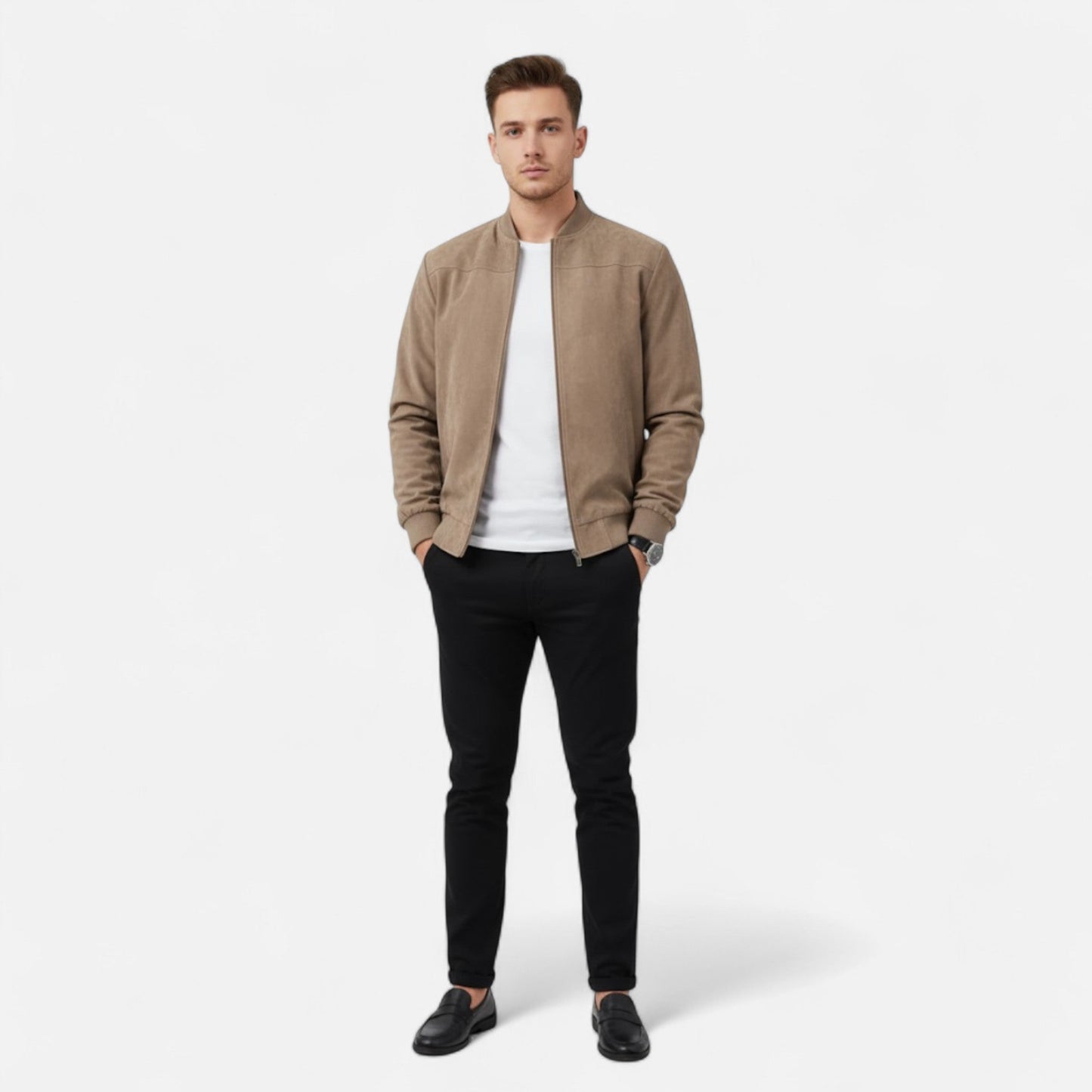 Men’s Zip-Up Velvet Jacket – Retro Elegance for Spring & Fall