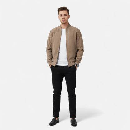 Men’s Zip-Up Velvet Jacket – Retro Elegance for Spring & Fall