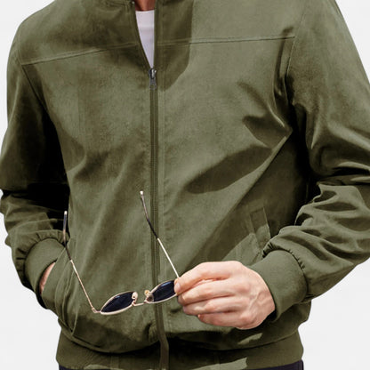 Men’s Suede Zip Jacket – Textured Sophistication & Casual Elegance
