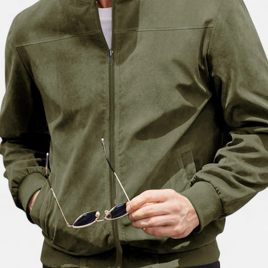 Men’s Suede Zip Jacket – Textured Sophistication & Casual Elegance
