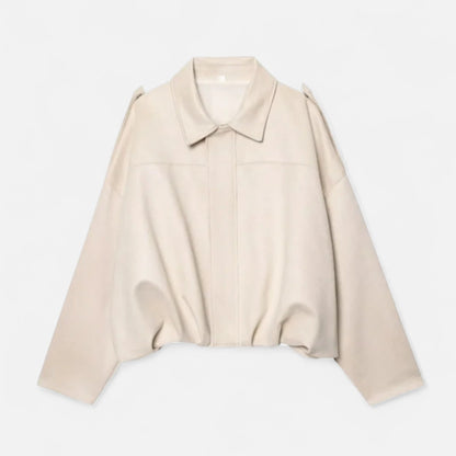 Women’s Oversized Suede Bomber Jacket – Relaxed Volume, Luxurious Texture