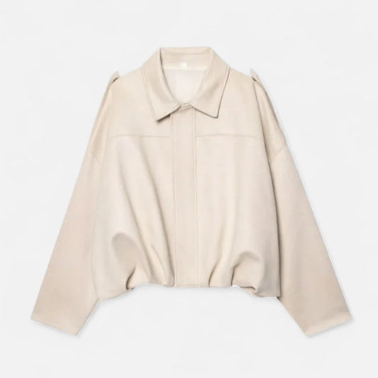 Women’s Oversized Suede Bomber Jacket – Relaxed Volume, Luxurious Texture