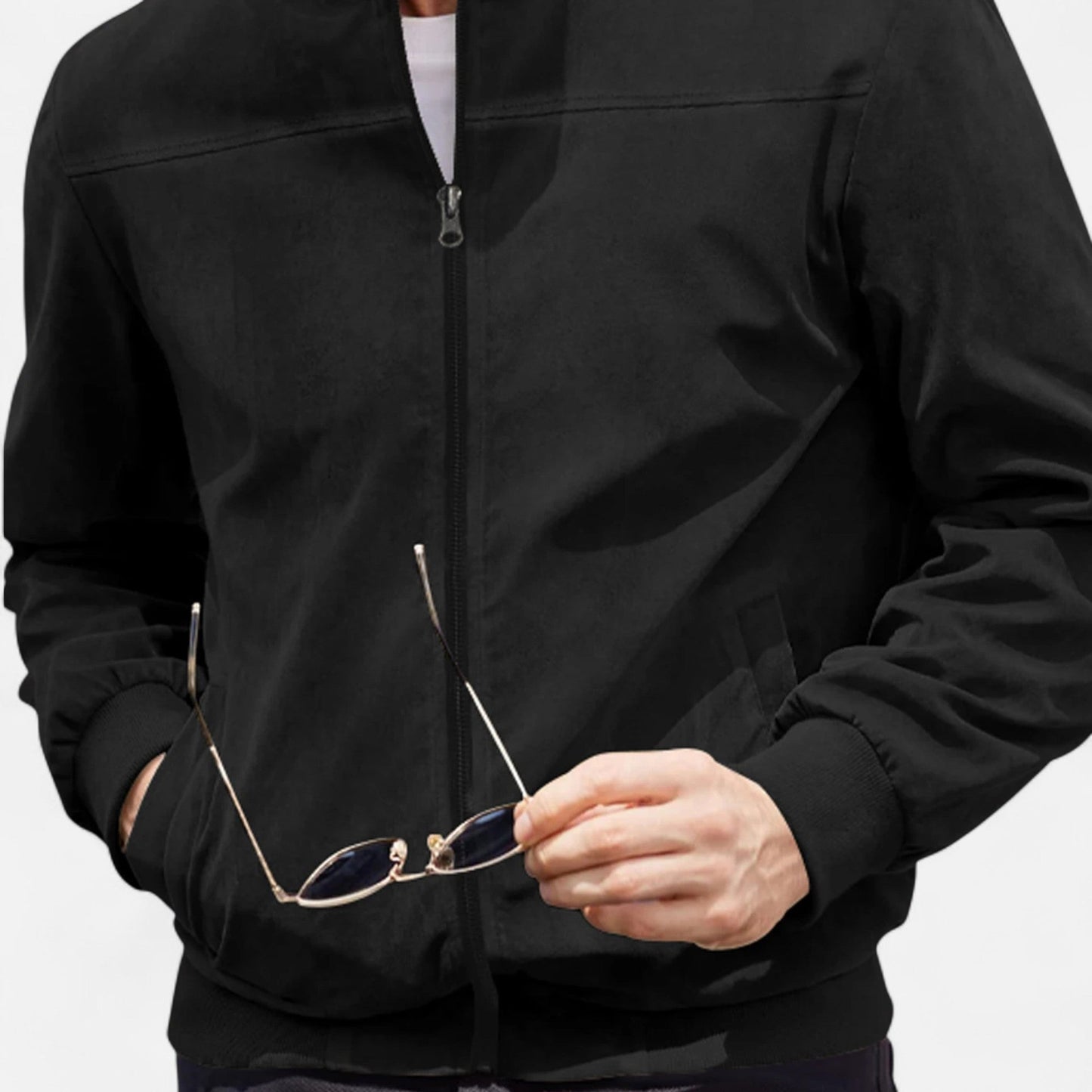 Men’s Suede Zip Jacket – Textured Sophistication & Casual Elegance