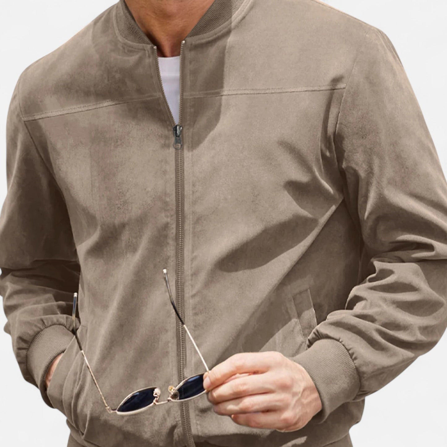 Men’s Suede Zip Jacket – Textured Sophistication & Casual Elegance