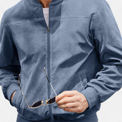 Men’s Suede Zip Jacket – Textured Sophistication & Casual Elegance