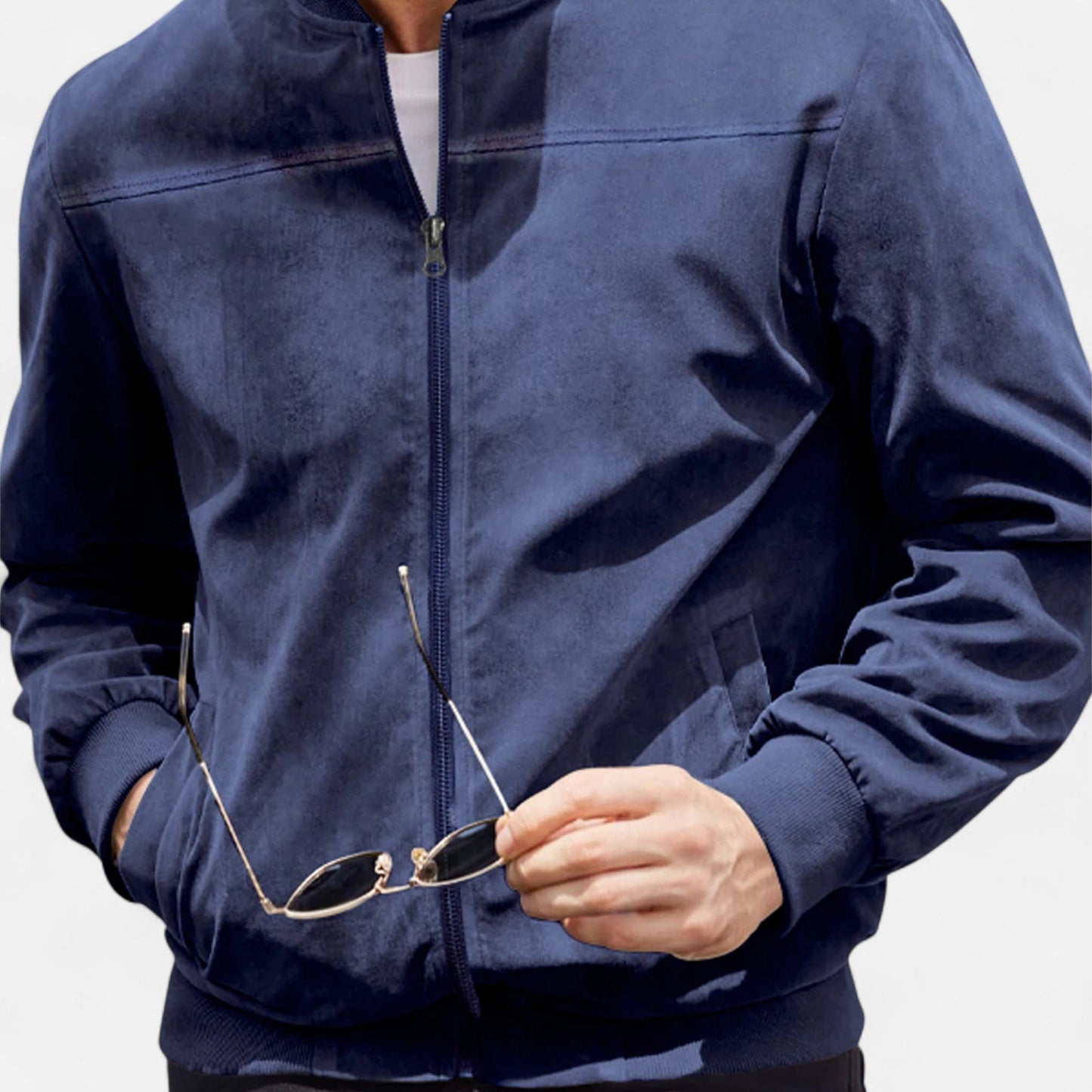 Men’s Suede Zip Jacket – Textured Sophistication & Casual Elegance